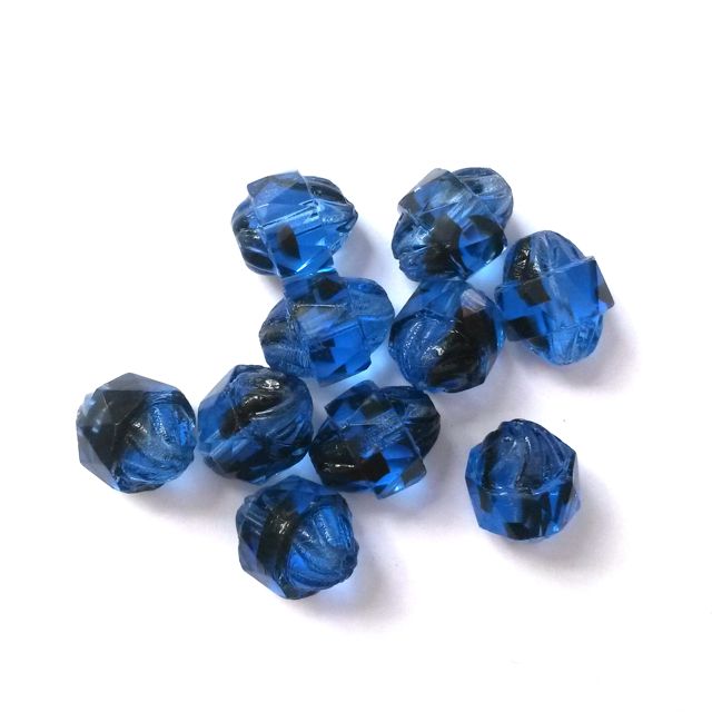 Cathedral Czech Glass Bead 10x8mm Lantern Blue Animal Print Mix