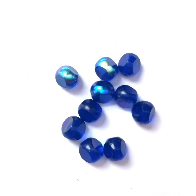 Cathedral Czech Glass Bead 6mm Trinugget Royal AB