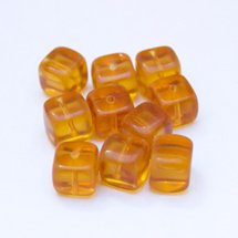 Cube 8x11mm Topaz Transparent Czech Glass Bead