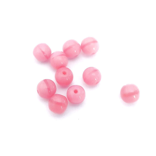 6mm Pink Round Silk Czech Glass Bead