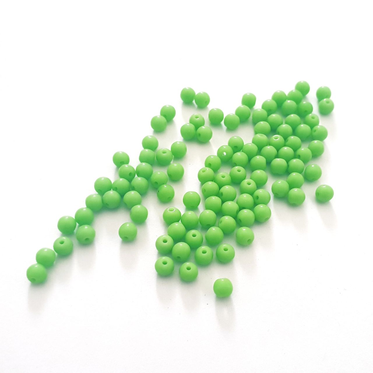 4mm Green Round Lime Czech Glass Bead