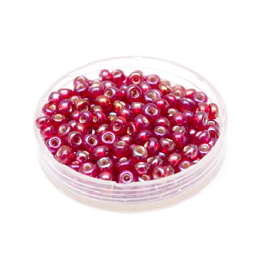 5 0 4.5mm Red AB Silver Lined Czech Seed Bead