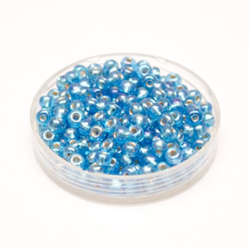 5 0 4.5mm Turquoise AB Silver Lined Czech Seed Bead