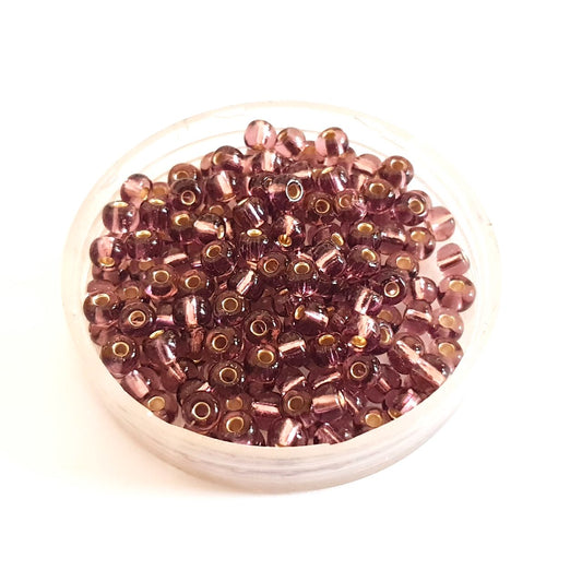 5 0 4.5mm Amethyst Silver Lined Czech Seed Bead