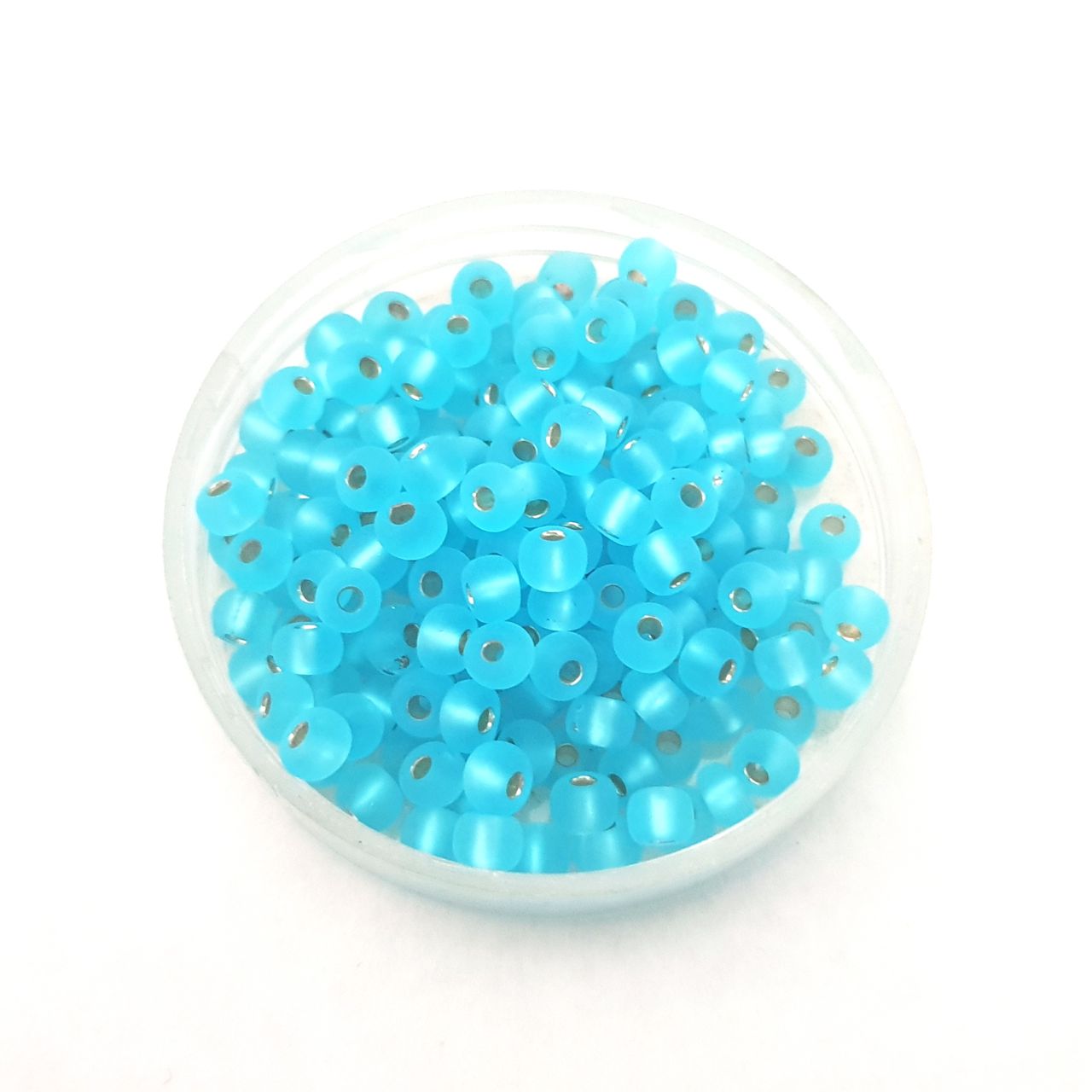 5 0 4.5mm Aquamarine Matt Silverlined Czech Seed Bead