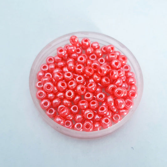 5 0 4.5mm Orange Opaque Lustred Czech Seed Bead