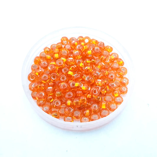 5 0 4.5mm Pumpkin Silver Lined Czech Seed Bead