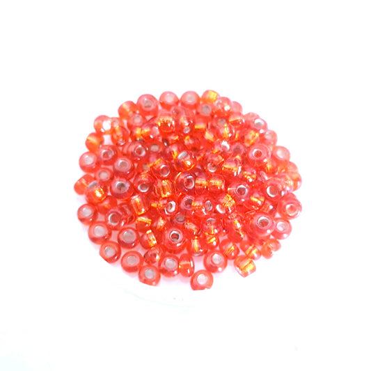 5 0 4.5mm Orange Burnt Silver Lined Czech Seed Bead