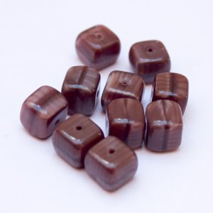 Cube 8x11mm Brown Satin Czech Glass Bead - Pack of 10