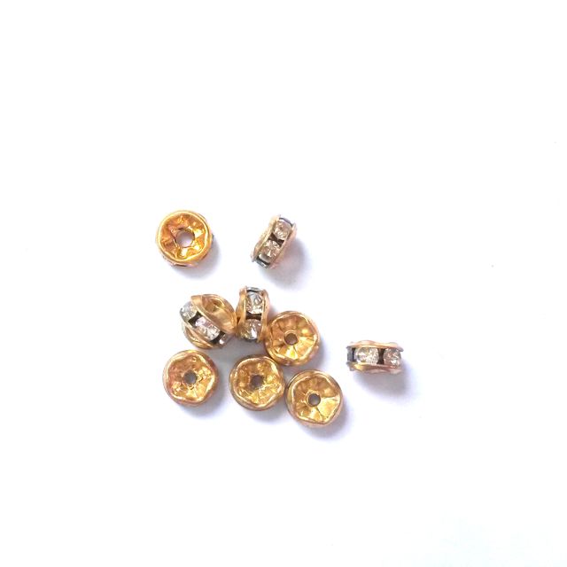 Rhinestone Rondell 5mm Clear Gold Czech Crystal