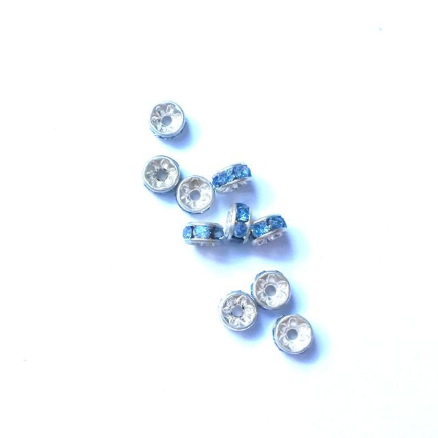 Rhinestone Rondell 5mm Sapphire Silver Czech Crystal