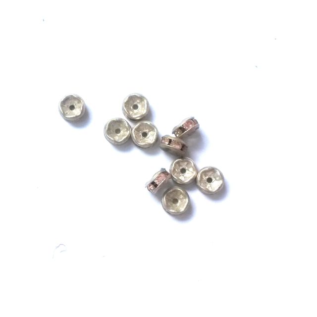Rhinestone Rondell 5mm Rosaline Silver Czech Crystal