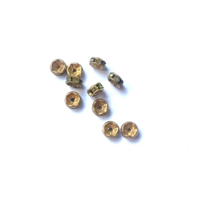 Rhinestone Rondell 5mm Olive Gold Czech Crystal