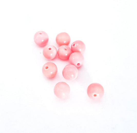6mm Pink Salmon Round Opaque Czech Glass Bead