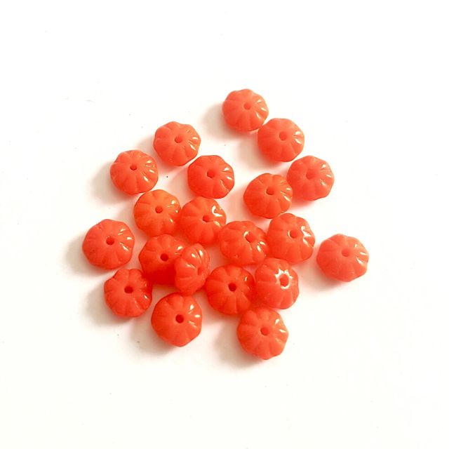Fluted Saucer 6mm Czech Glass Bead Orange - Pack of 100
