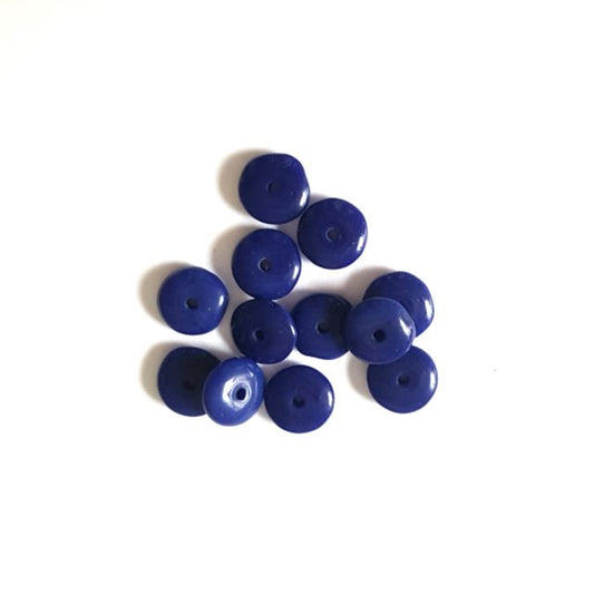 Saucer Czech Glass Bead Cobalt Blue 6mm