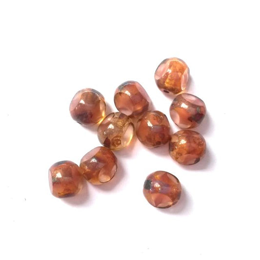 Cathedral Czech Glass Bead 7mm Trinugget Vintage Pink Transparent Stone