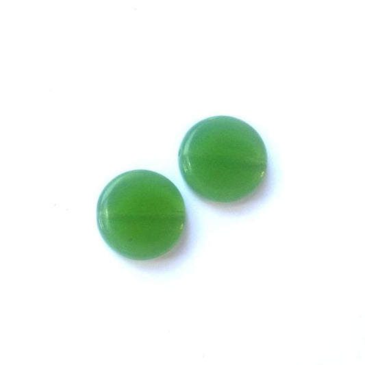 Coin 17mm Green Opalino Czech Glass Bead