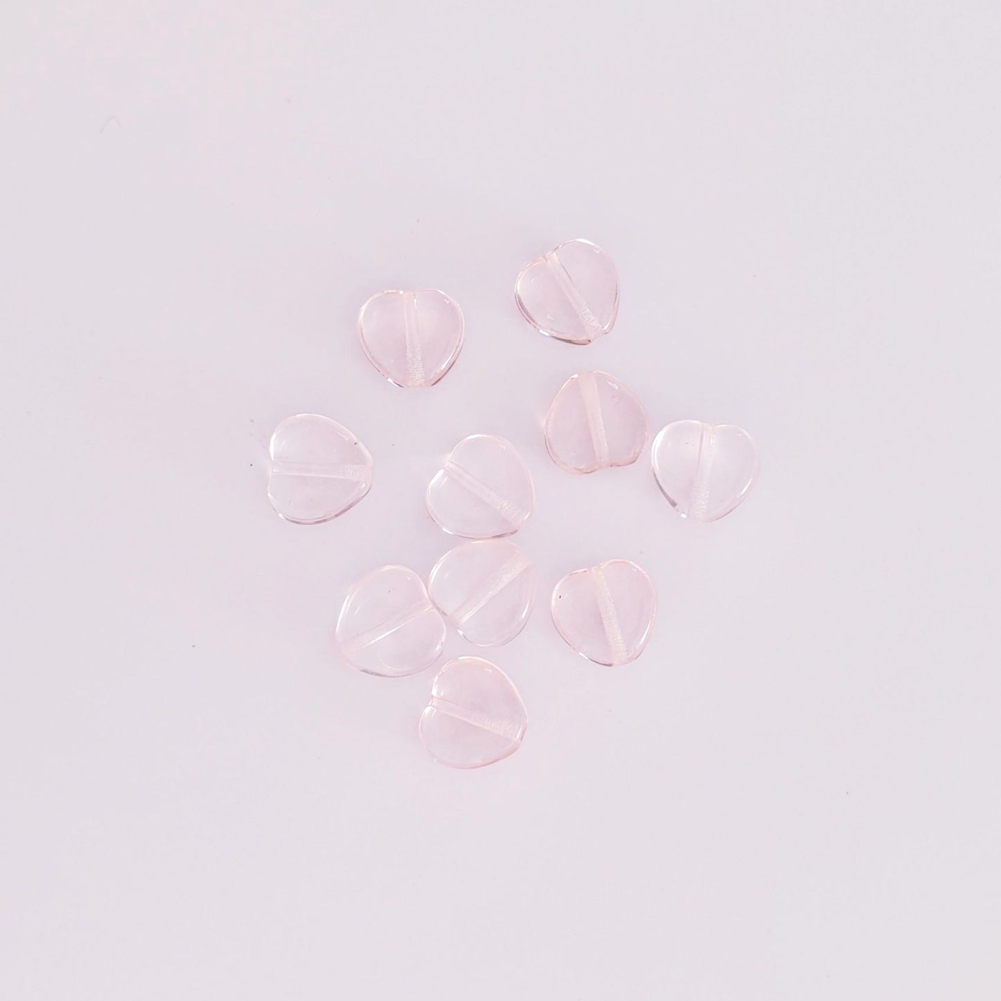 Pink Heart 8mm Transparent Czech Glass Beads