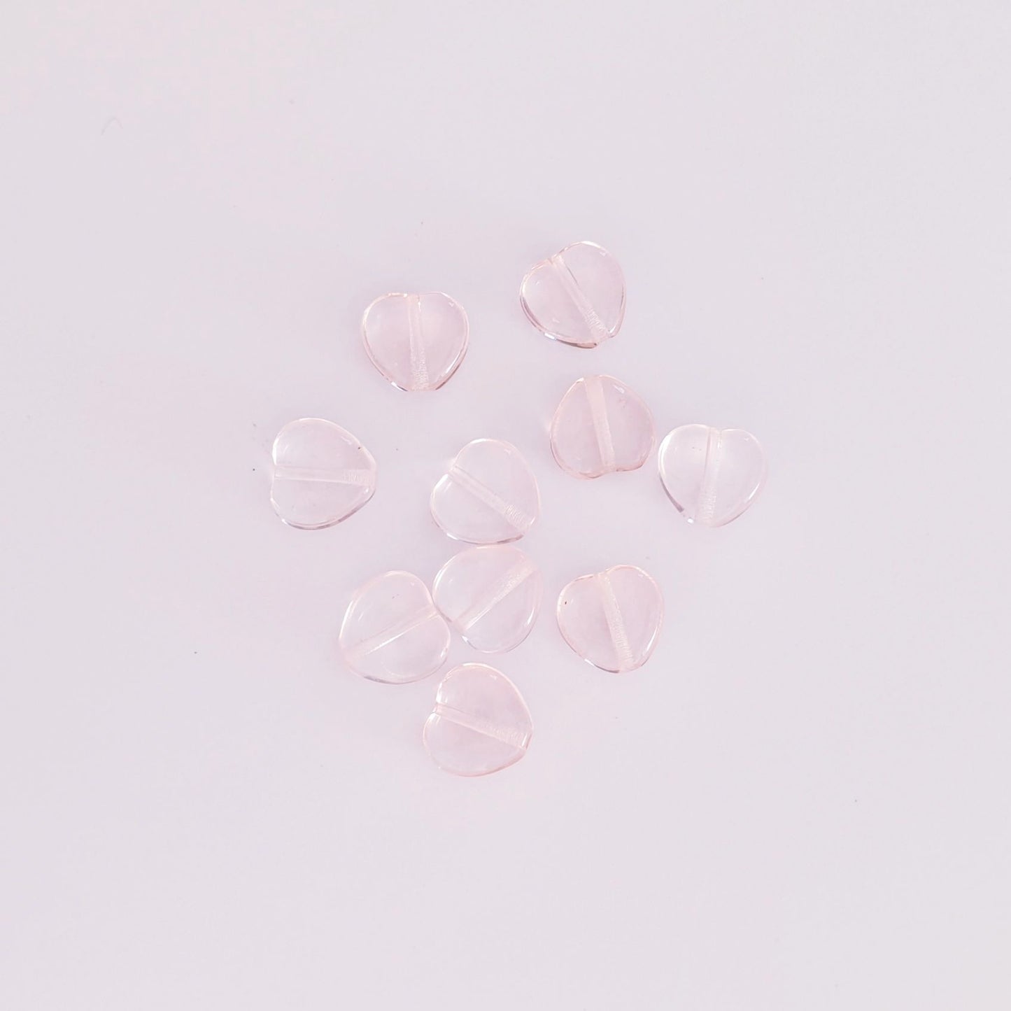 Pink Heart 8mm Transparent Czech Glass Beads