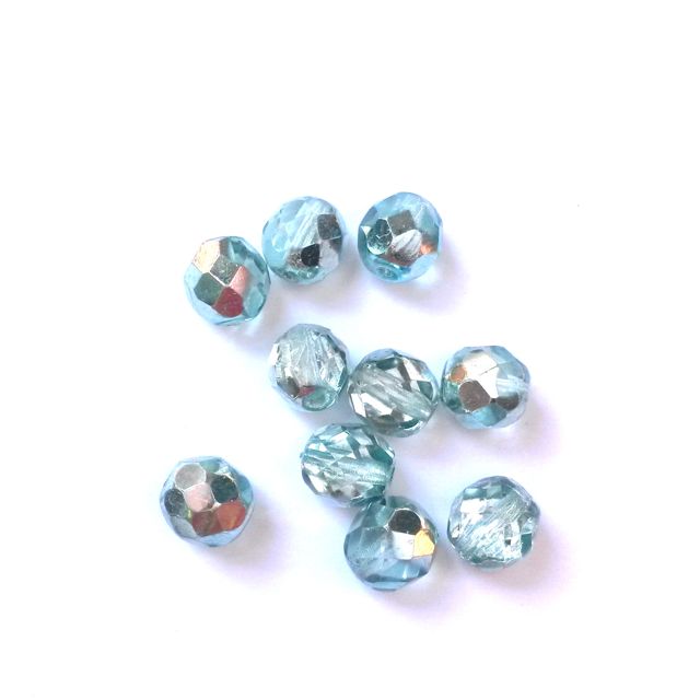 8mm Sea Mist Apollo Czech Fire Polished Glass Bead