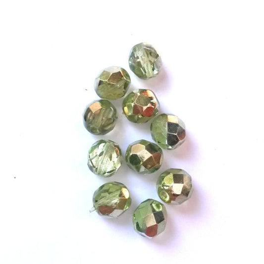 8mm Olive Apollo Czech Fire Polished Glass Bead