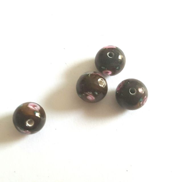 Handmade Czech Rose Glass Bead 8mm Chocolate