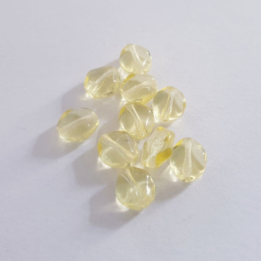 Diamond 9x8mm Jonquil Yellow Czech Glass Bead