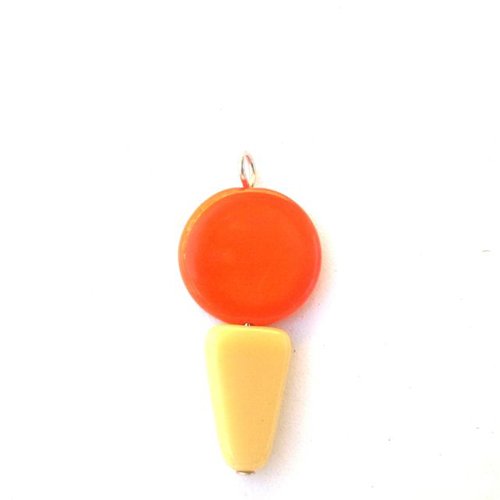 Novelty Pendant Charm Czech Glass Ice Creams Blood Orange