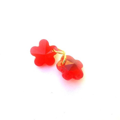 Novelty Charm Pendant Swarovski Daisy 16mm Gold Red