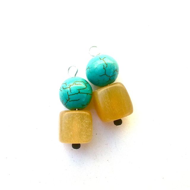 Boho Beaded Pendant Horn Turquoise