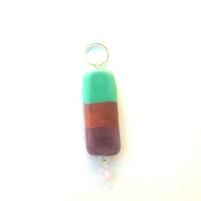 Contemporary Handmade Glass Spliced Rectangle Pendant Mint