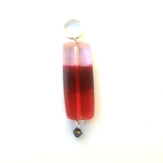 Contemporary Handmade Glass Spliced Rectangle Pendant Rose