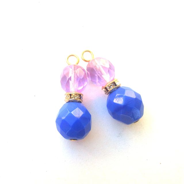 Colour Pops Beaded Pendant Crystal Drop with Diamante Rondell Cobalt Lilac