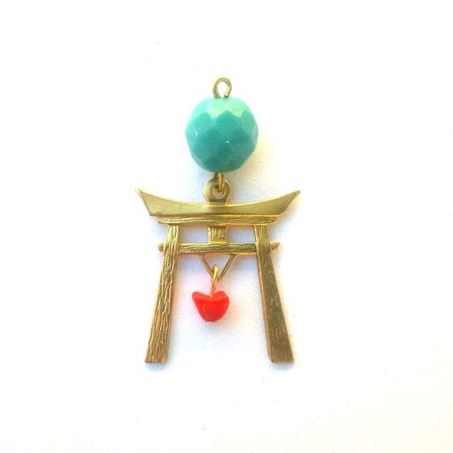 Oriental Charm Temple Gate Brass Aqua