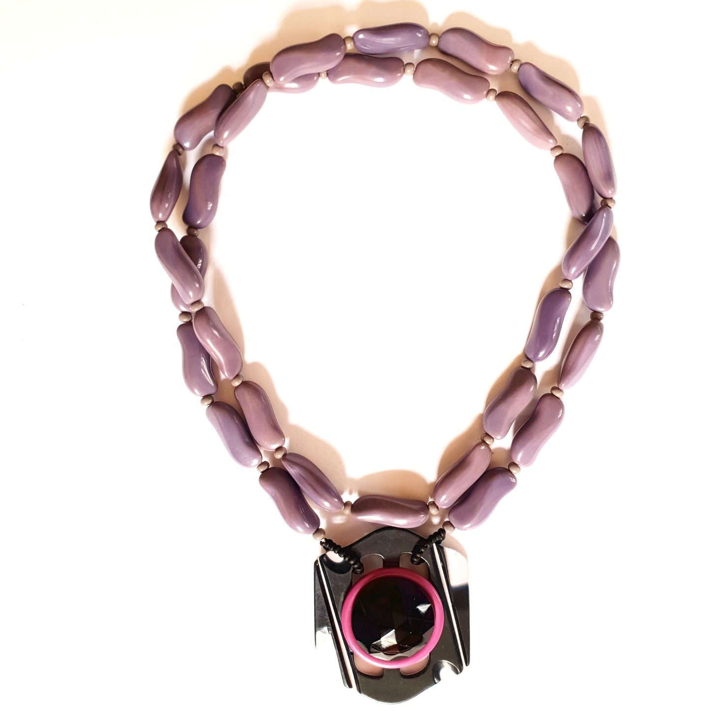 Colour Pop Button Pendant Glass Necklace Mauve