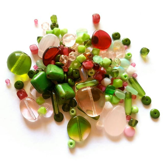 Czech Pressed Glass Bead Mix Spring Garden