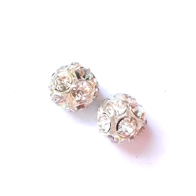 Rhinestone Ball 12mm Clear Silver Czech Crystal