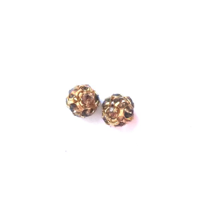 Rhinestone Ball 8mm Smoke Gold Czech Crystal