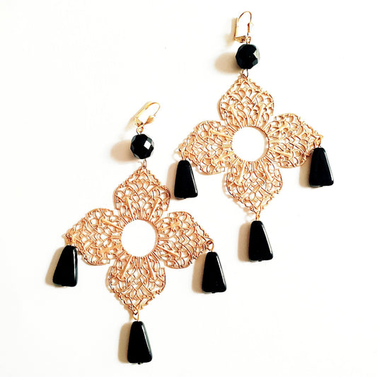 DIY Earring Boho Fringed Medina Black with Bonus Step by Step Video Tutorial