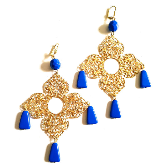 DIY Earring Boho Fringed Medina Cobalt Kit with Bonus Step by Step Video Tutorial