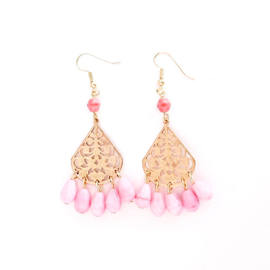 DIY Earring Boho Florentine Drop Pink with Bonus Step by Step Video Tutorial