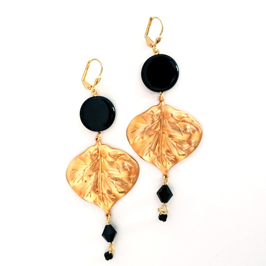 DIY Earring Leaf Drop Black with Bonus Step by Step Video Tutorial