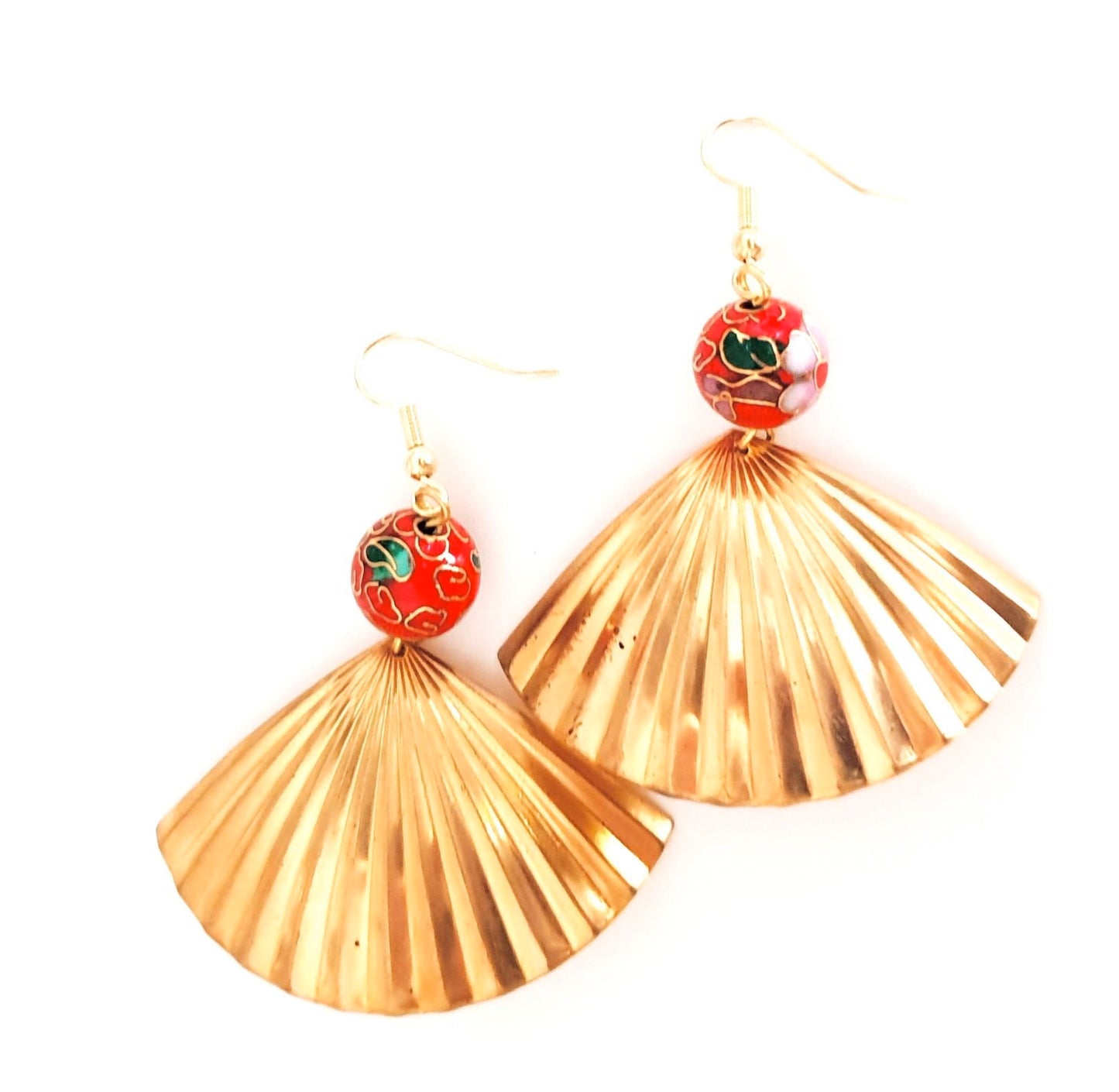 DIY Earring Oriental Fan Red with Bonus Step by Step Video Tutorial