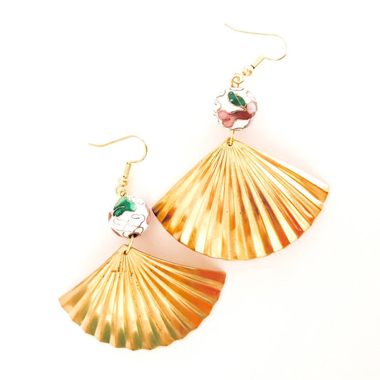 DIY Earring Oriental Fan White with Bonus Step by Step Video Tutorial