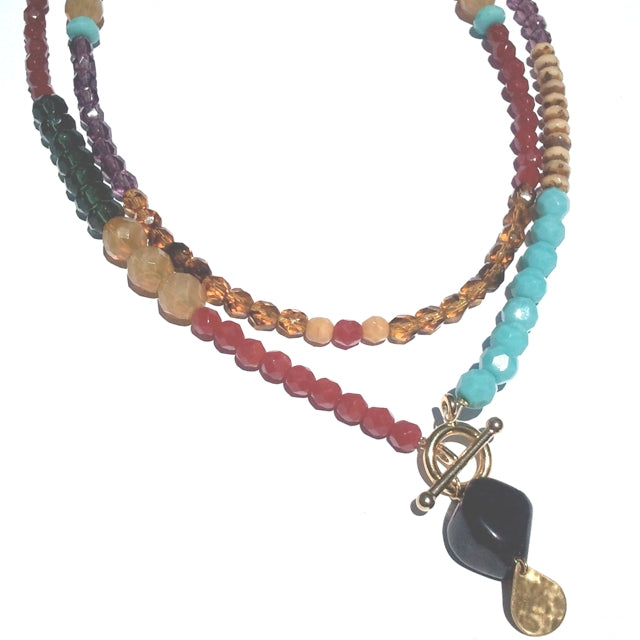 DIY Boho Beaded Long Crystal Long Fob Necklace