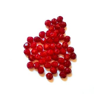 6mm Red Cherry Silk Czech Fire Polished Bead