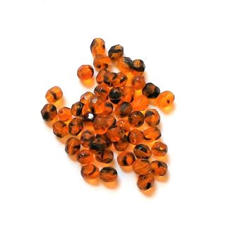 6mm Topaz Animal Print Print Czech Fire Polished Bead