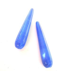 Handmade Glass Deco Tear Drop Cobalt Bead 40x10mm