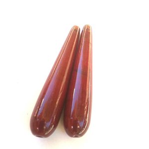 Handmade Glass Deco Tear Drop Bead Burgundy 40x10mm
